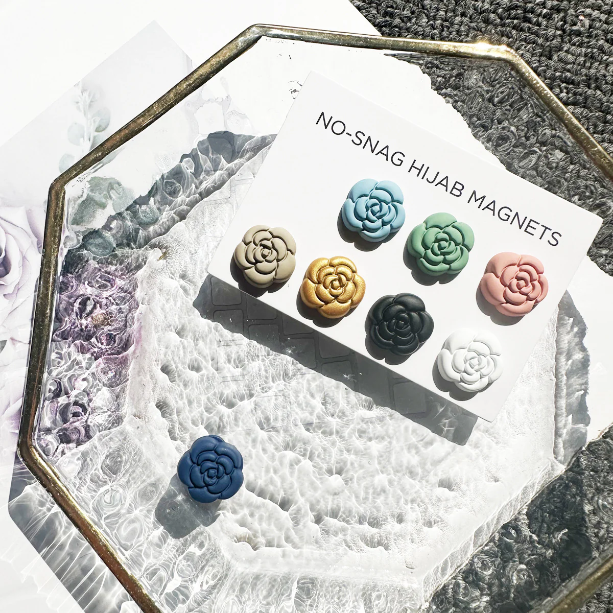 ‌ Secure Elegance Camellia Magnetic Hijab & Scarf Pin (MAC342) - Image 2