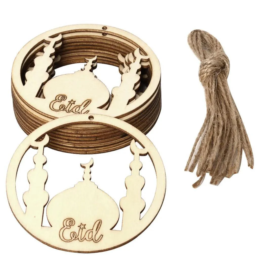 MR022 10 Pcs Ramadan Wooden Hang Tags Pendant, Ramadan Decoration - Image 4