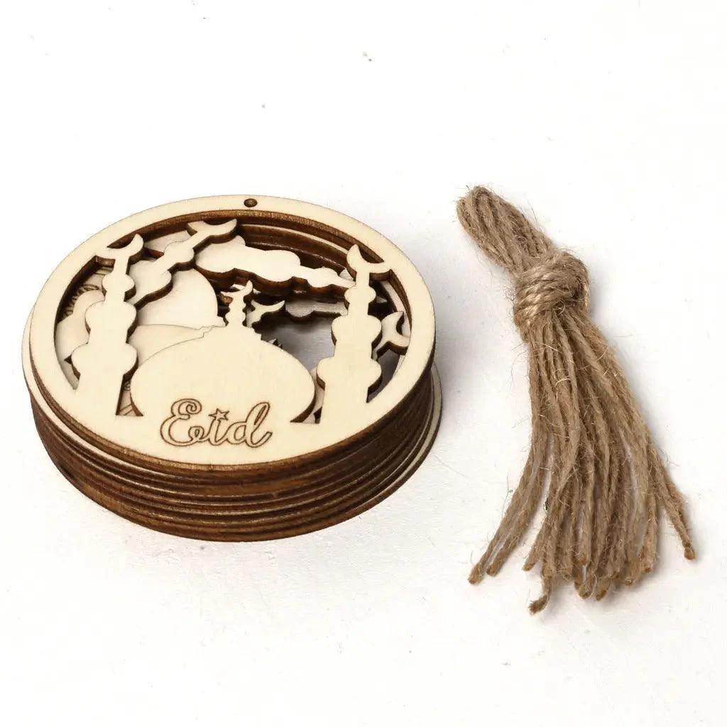 MR022 10 Pcs Ramadan Wooden Hang Tags Pendant, Ramadan Decoration - Image 6