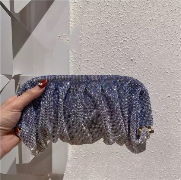 Full of Diamond Pleated Clouds Dinner Bag One Shoulder Crossbody Clamp Women's Bag (MAC257) - Image 10