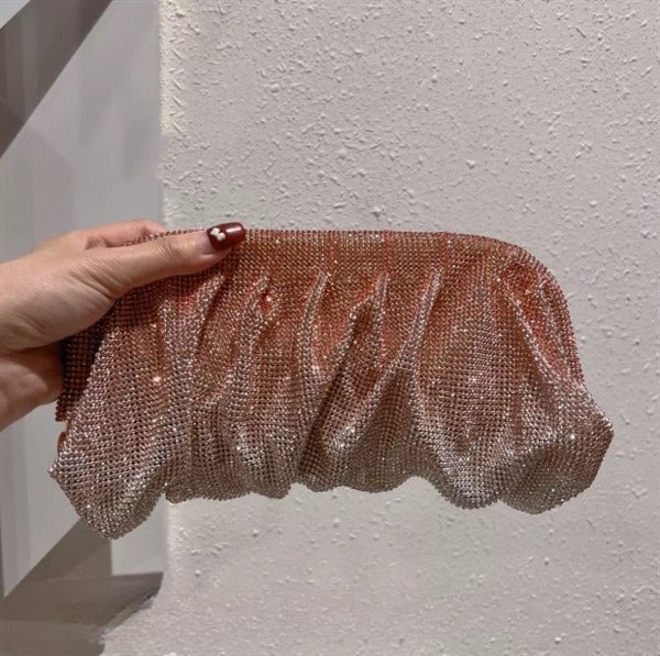 Full of Diamond Pleated Clouds Dinner Bag One Shoulder Crossbody Clamp Women's Bag (MAC257) - Image 13