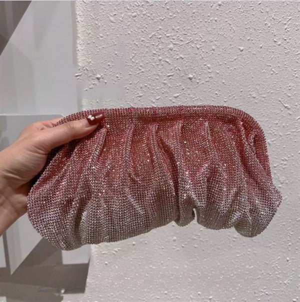 Full of Diamond Pleated Clouds Dinner Bag One Shoulder Crossbody Clamp Women's Bag (MAC257) - Image 14