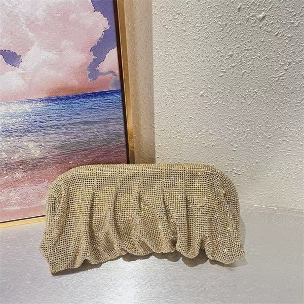 Full of Diamond Pleated Clouds Dinner Bag One Shoulder Crossbody Clamp Women's Bag (MAC257) - Image 7