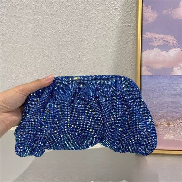 Full of Diamond Pleated Clouds Dinner Bag One Shoulder Crossbody Clamp Women's Bag (MAC257) - Image 9
