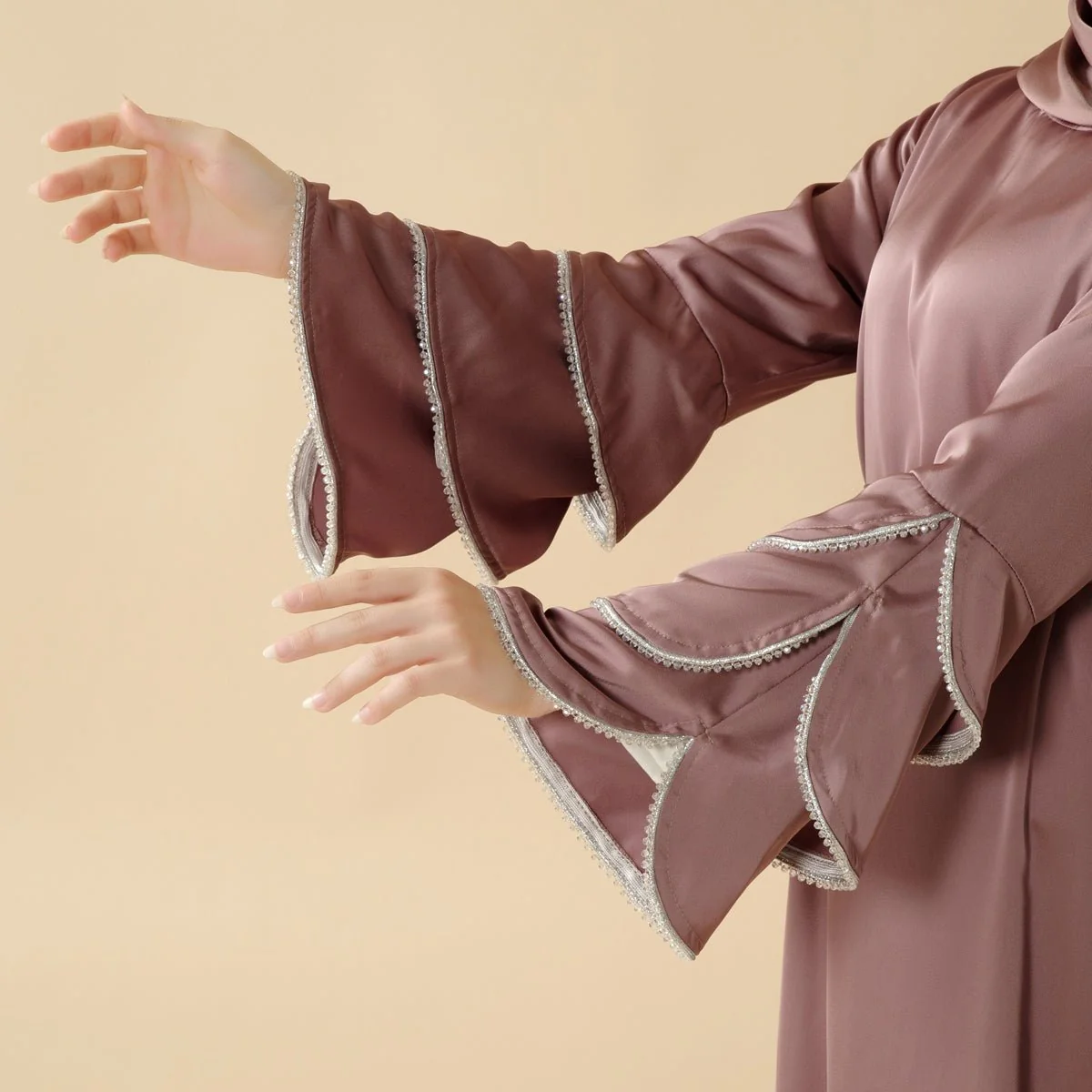 3-Layer Diamond Ruffle Sleeve Abaya With Pockets (MA040) - Image 9