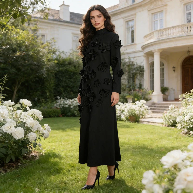 3D Floral Appliqué Maxi Dress(MS356) - Image 2