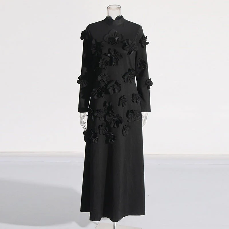 3D Floral Appliqué Maxi Dress(MS356) - Image 3