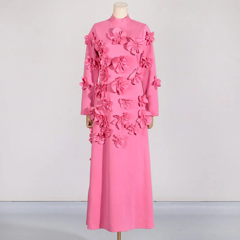 3D Floral Appliqué Maxi Dress(MS356) - Image 4