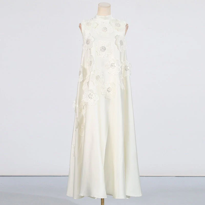 3D Floral Appliqué Sleeveless Maxi Dress(MS358) - Image 4