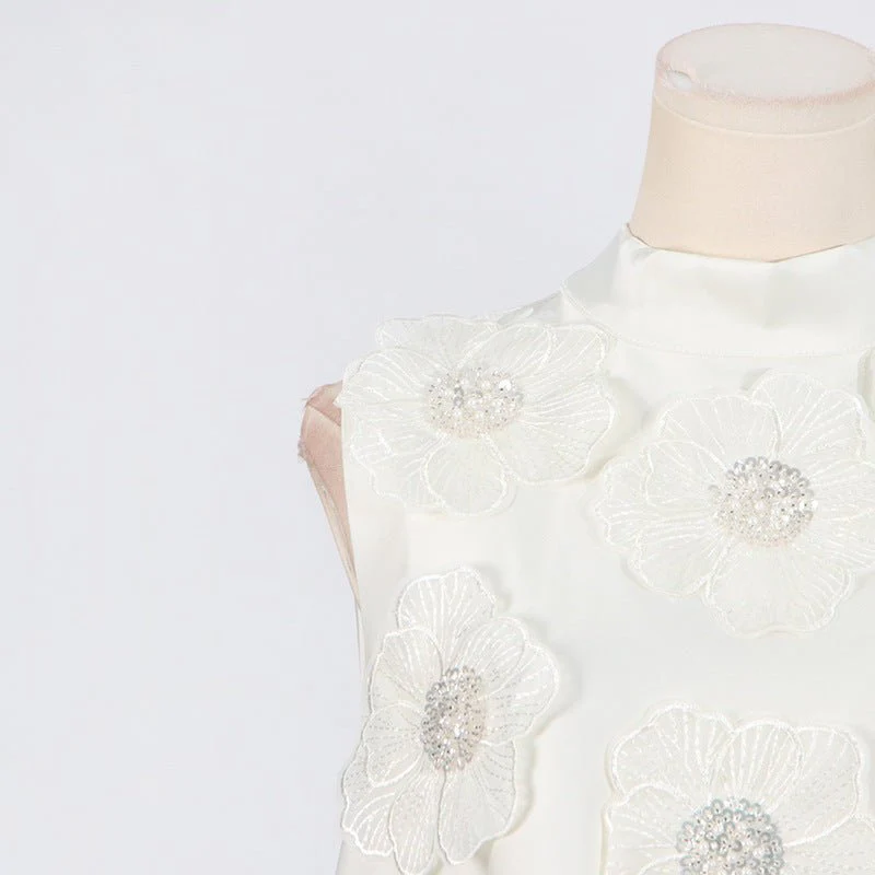 3D Floral Appliqué Sleeveless Maxi Dress(MS358) - Image 6