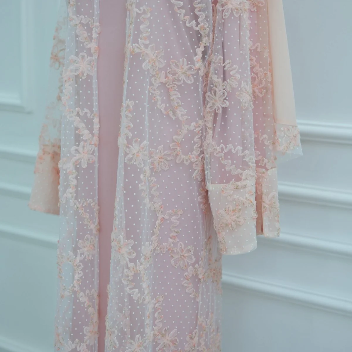 3D Floral Mesh Open Abaya (MOA288) - Image 30