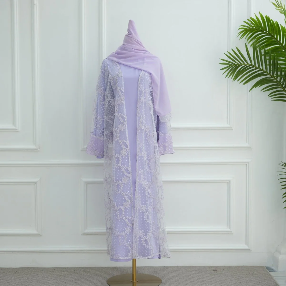 3D Floral Mesh Open Abaya (MOA288) - Image 35