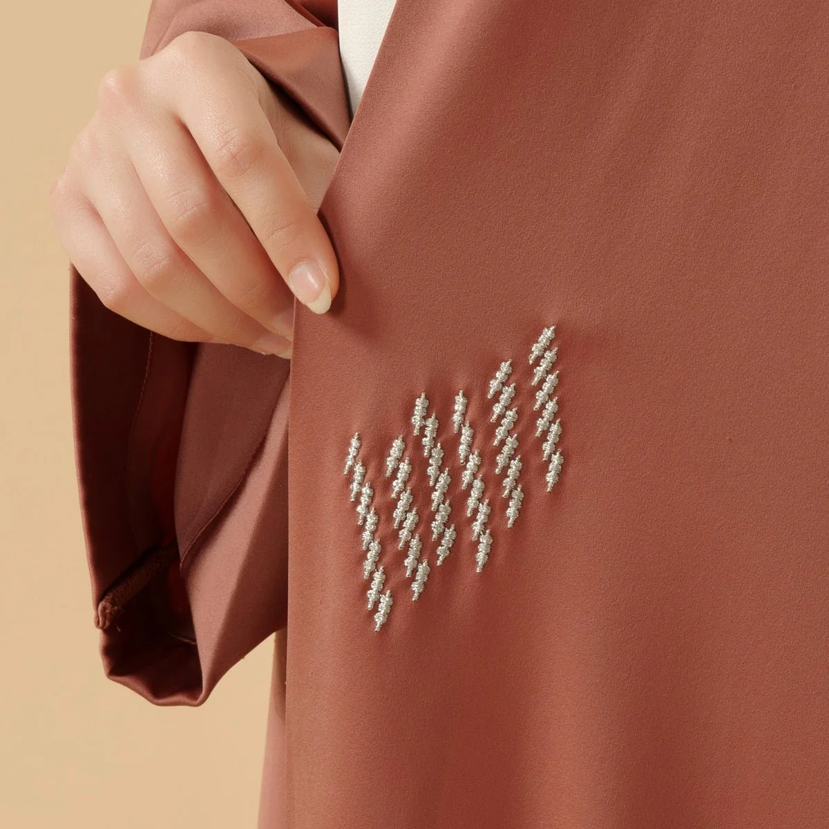3D Embroidery Abaya With Geometric Beads. 3D Embroidered Open Abaya (MOA085) - Image 17