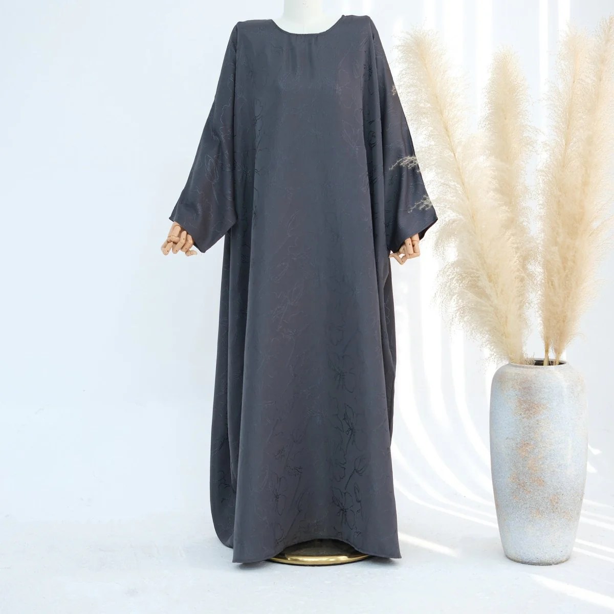 3D Jacquard Woven Satin Abaya (MA138) - Image 10