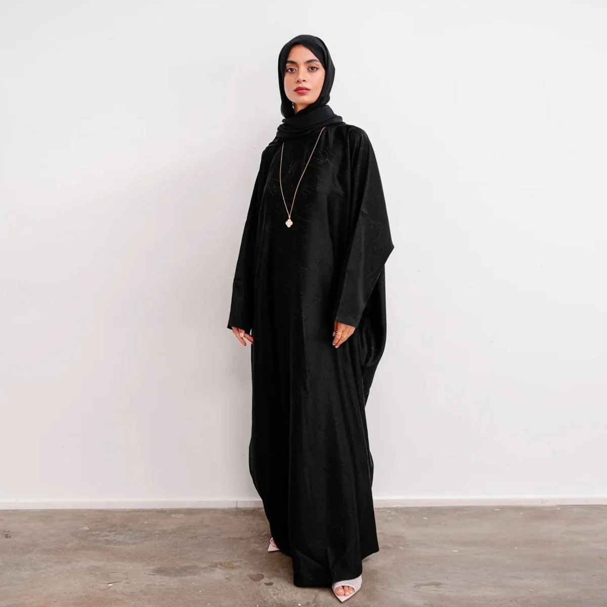 3D Jacquard Woven Satin Abaya (MA138) - Image 5