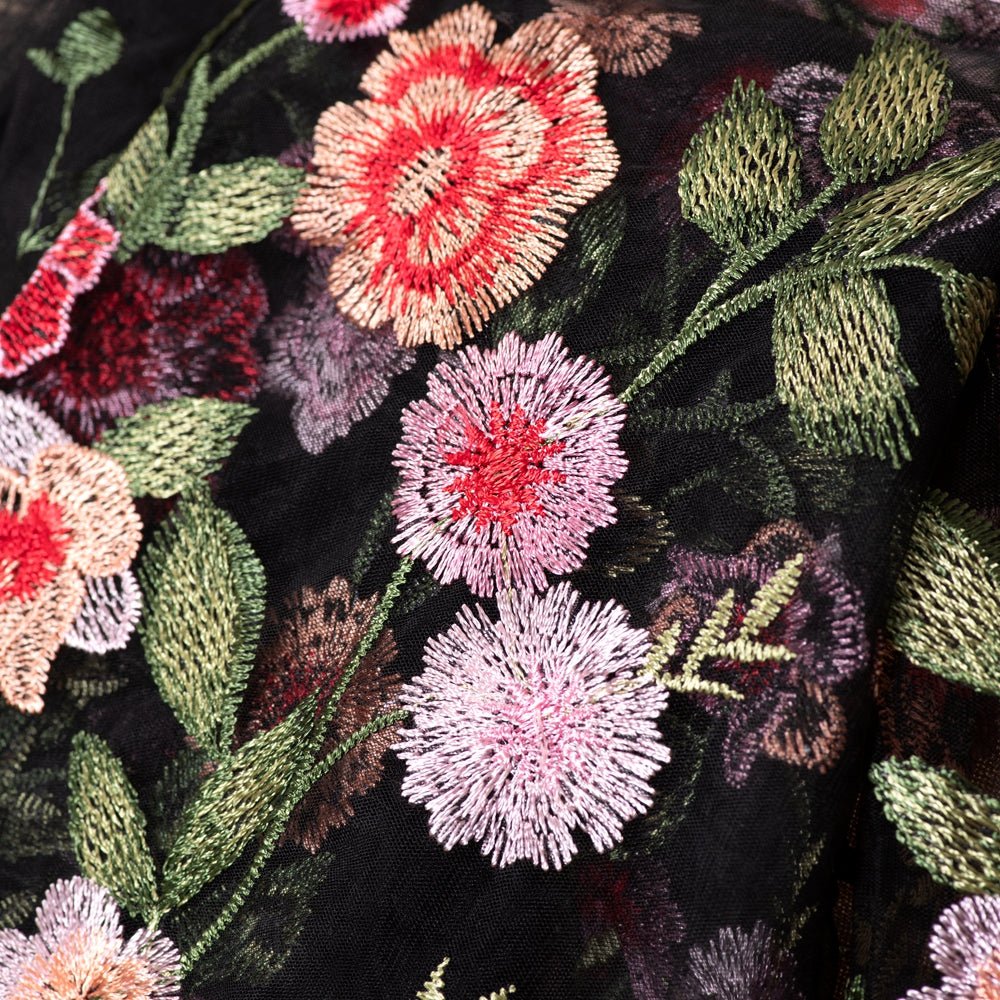 3D-Style Rose Garden Embroidered Open Abaya (MOA275) - Image 6