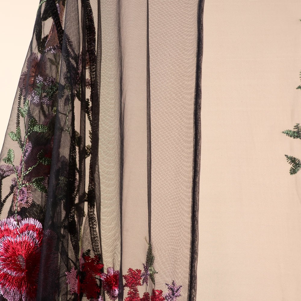 3D-Style Rose Garden Embroidered Open Abaya (MOA275) - Image 7