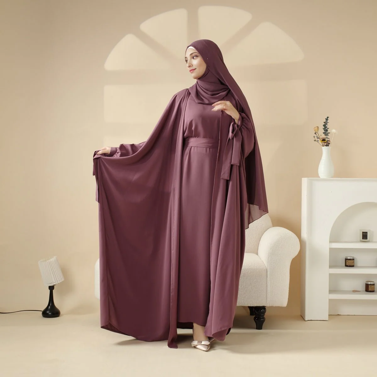 5-Piece Set Farasha Abaya, Premium Farasha Textured Open Abaya (MOA095) - Image 10