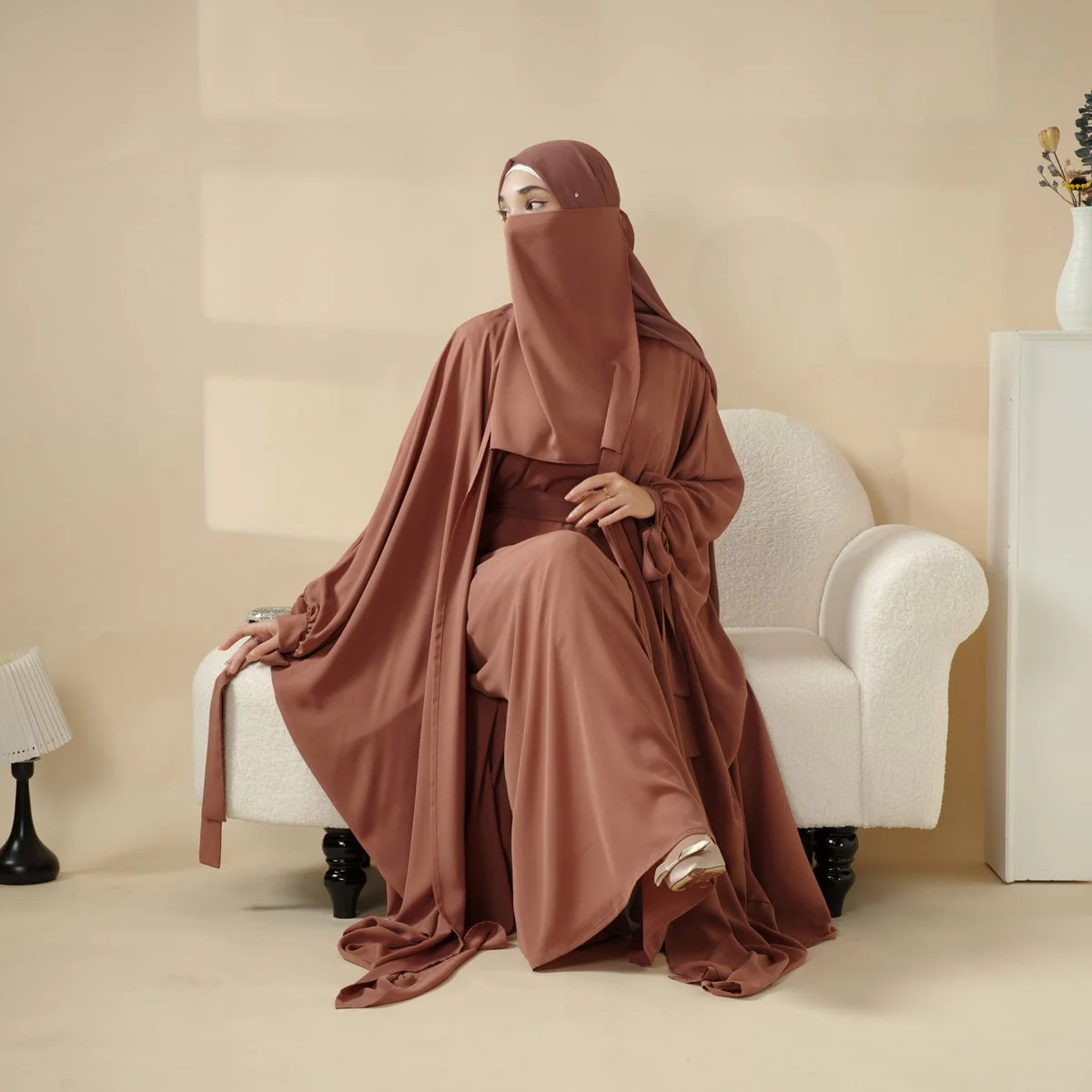 5-Piece Set Farasha Abaya, Premium Farasha Textured Open Abaya (MOA095) - Image 3
