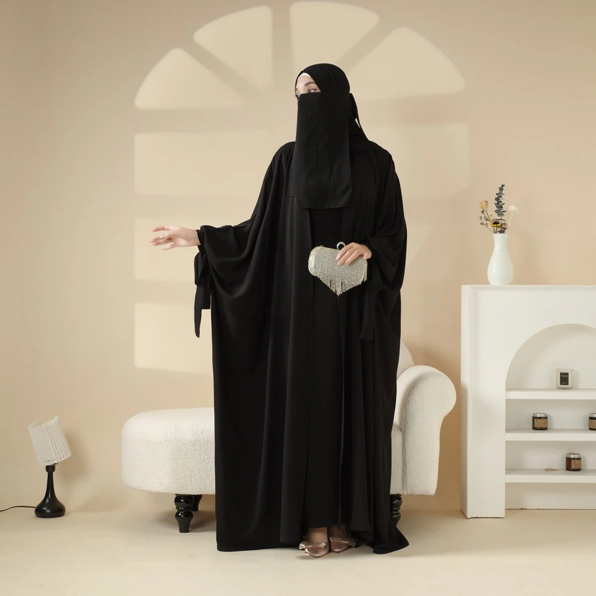 5-Piece Set Farasha Abaya, Premium Farasha Textured Open Abaya (MOA095) - Image 6