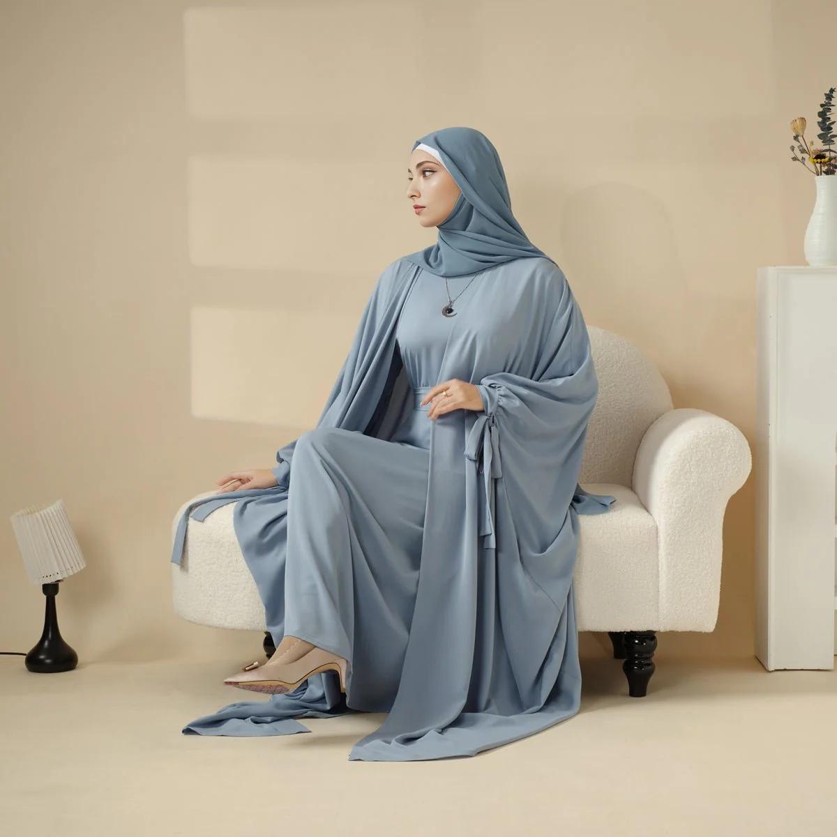 5-Piece Set Farasha Abaya, Premium Farasha Textured Open Abaya (MOA095) - Image 7