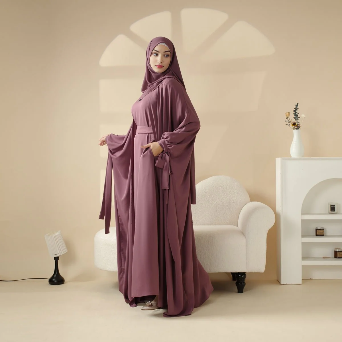 5-Piece Set Farasha Abaya, Premium Farasha Textured Open Abaya (MOA095) - Image 9