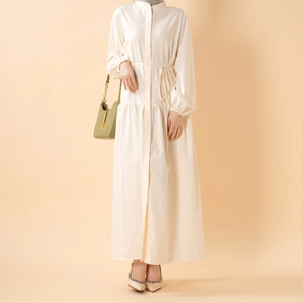 A-Line Trench Shirt Maxi Dress with Pockets(MA422) - Image 11