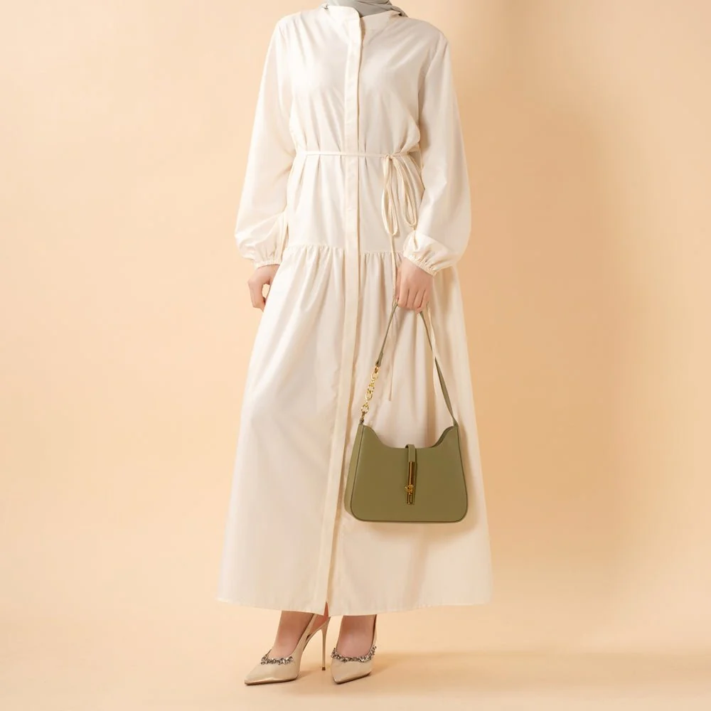 A-Line Trench Shirt Maxi Dress with Pockets(MA422) - Image 14