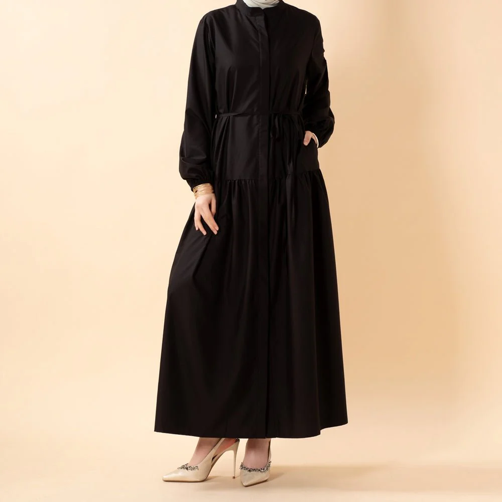 A-Line Trench Shirt Maxi Dress with Pockets(MA422) - Image 21