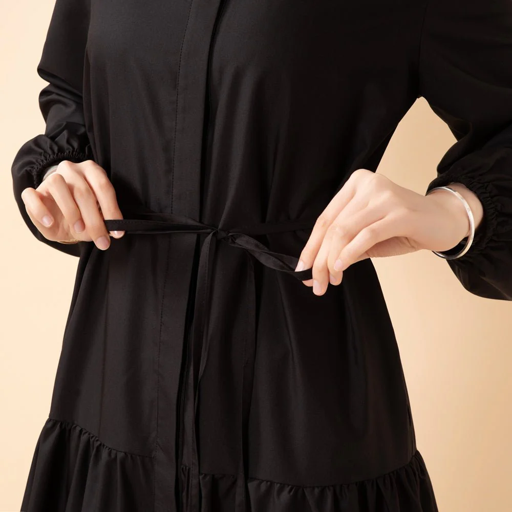 A-Line Trench Shirt Maxi Dress with Pockets(MA422) - Image 25
