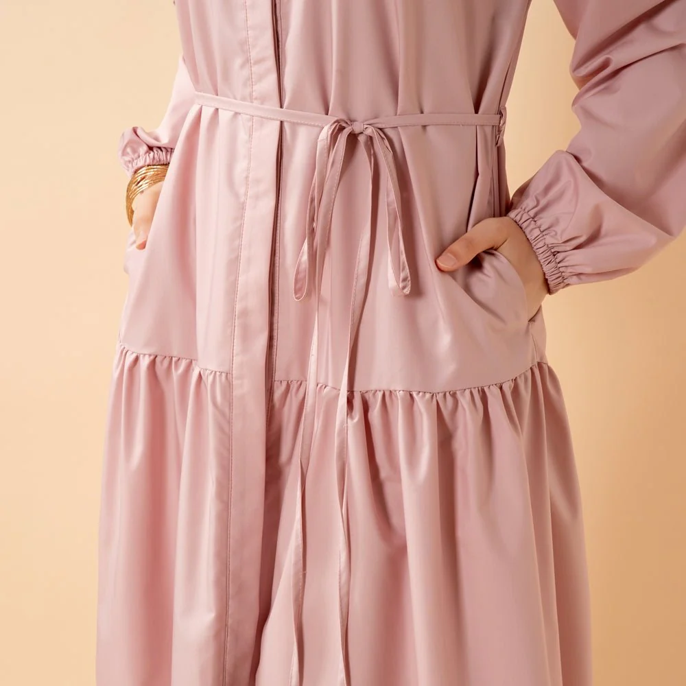 A-Line Trench Shirt Maxi Dress with Pockets(MA422) - Image 8