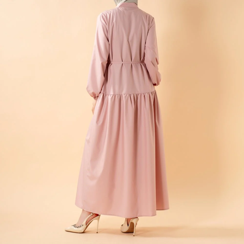 A-Line Trench Shirt Maxi Dress with Pockets(MA422) - Image 9