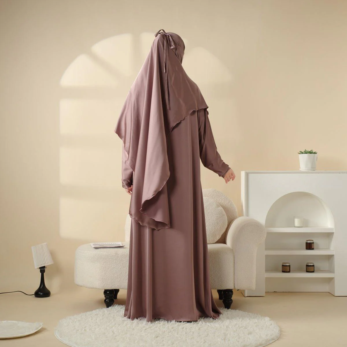 Abaya With Niqab and Khimar | Satin Niqab Khimar and Abaya (MK016) - Image 3