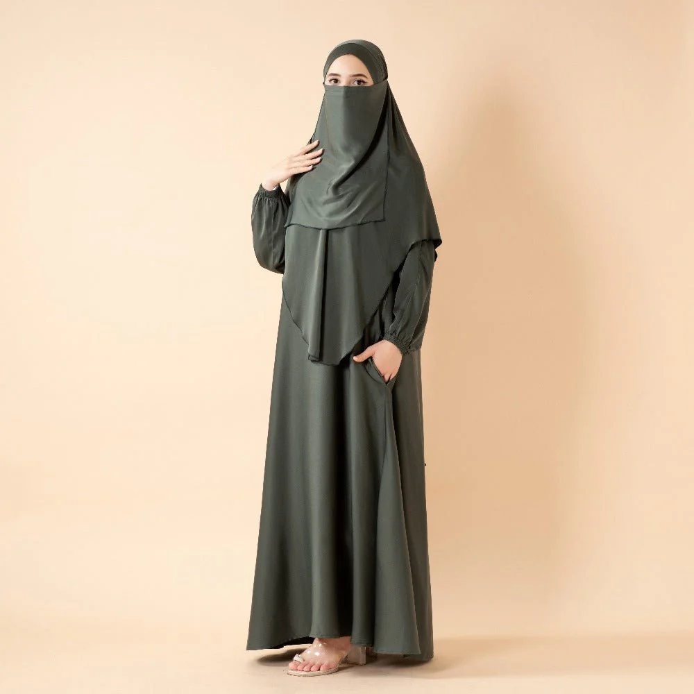 Abaya With Niqab and Khimar | Satin Niqab Khimar and Abaya (MK024) - Image 12