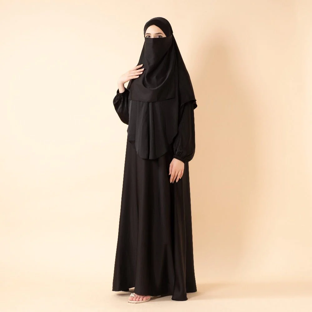 Abaya With Niqab and Khimar | Satin Niqab Khimar and Abaya (MK024) - Image 3