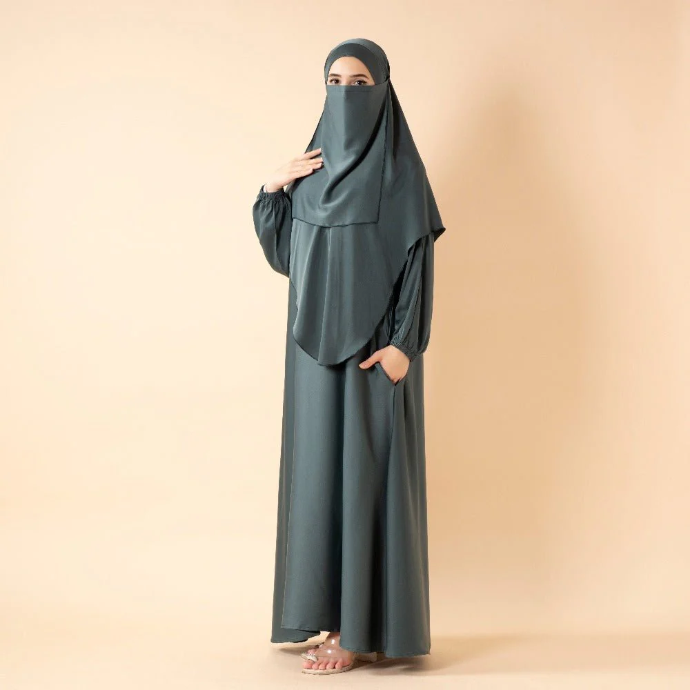 Abaya With Niqab and Khimar | Satin Niqab Khimar and Abaya (MK024) - Image 4
