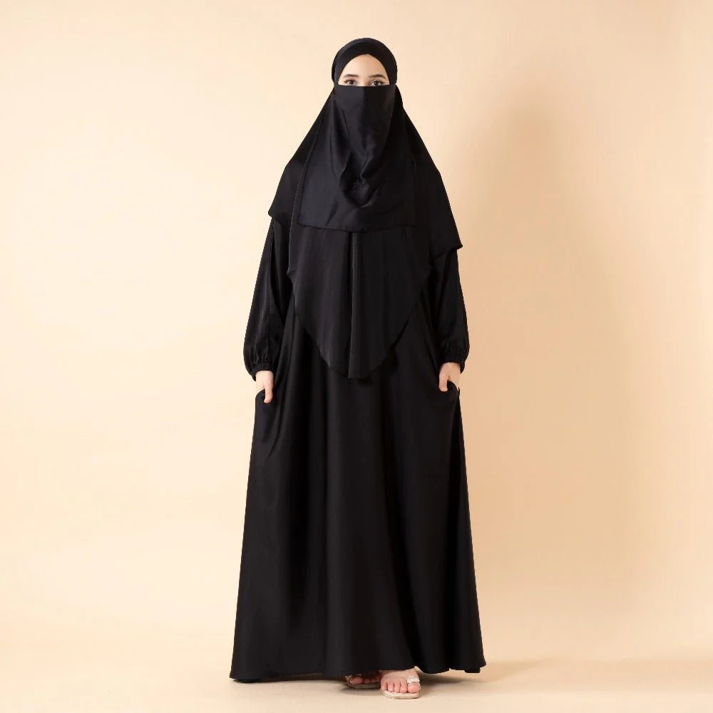 Abaya With Niqab and Khimar | Satin Niqab Khimar and Abaya (MK024) - Image 8