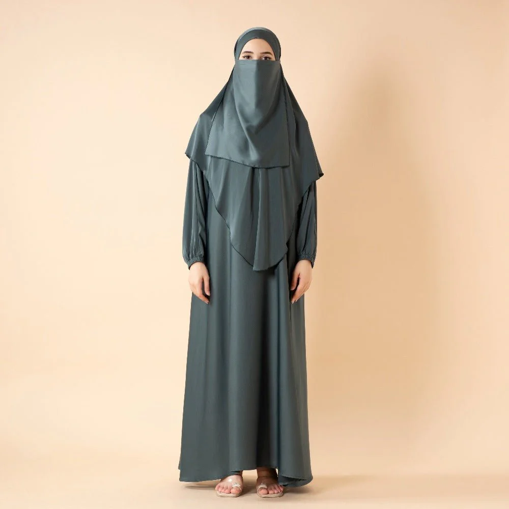 Abaya With Niqab and Khimar | Satin Niqab Khimar and Abaya (MK024) - Image 9