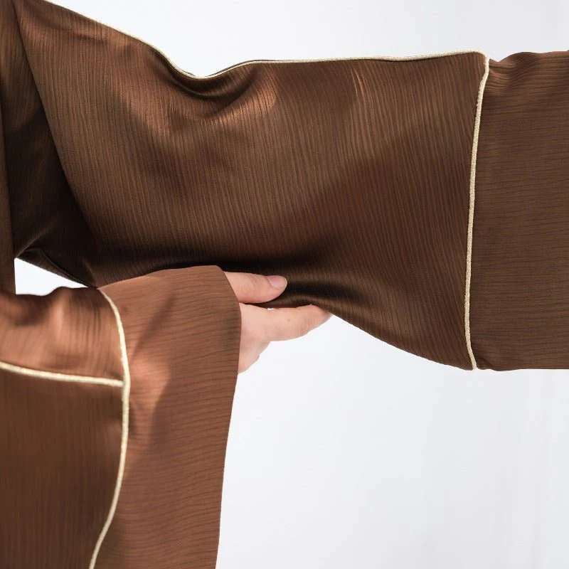 Acetate Crinkle Solid Color Round Neck Abaya Set(MA307) - Image 10