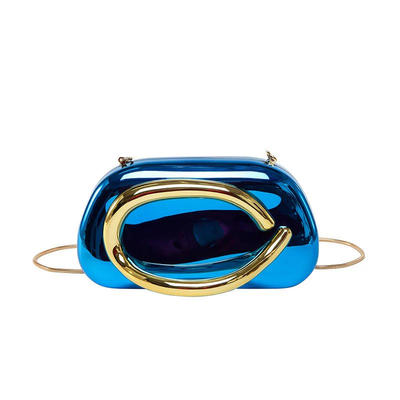 Acrylic Evening Clutch | Metallic Handle Party Bag with Chain Strap(MAC354) - Image 10