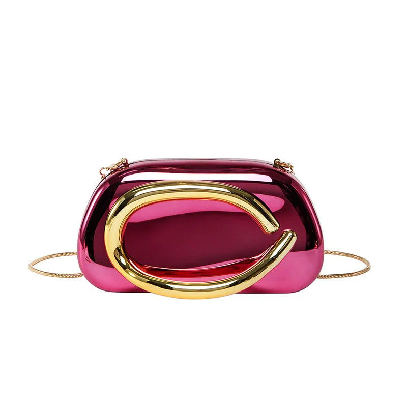 Acrylic Evening Clutch | Metallic Handle Party Bag with Chain Strap(MAC354) - Image 11