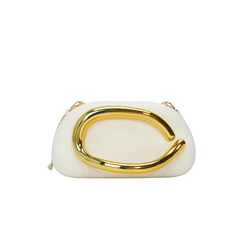 Acrylic Evening Clutch | Metallic Handle Party Bag with Chain Strap(MAC354) - Image 13