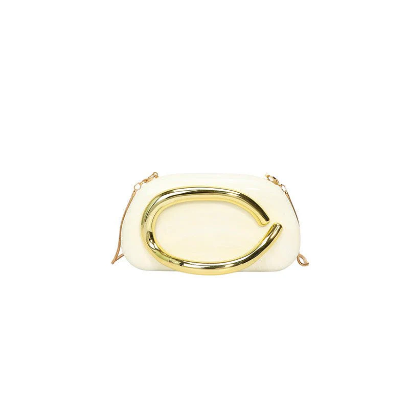 Acrylic Evening Clutch | Metallic Handle Party Bag with Chain Strap(MAC354) - Image 16