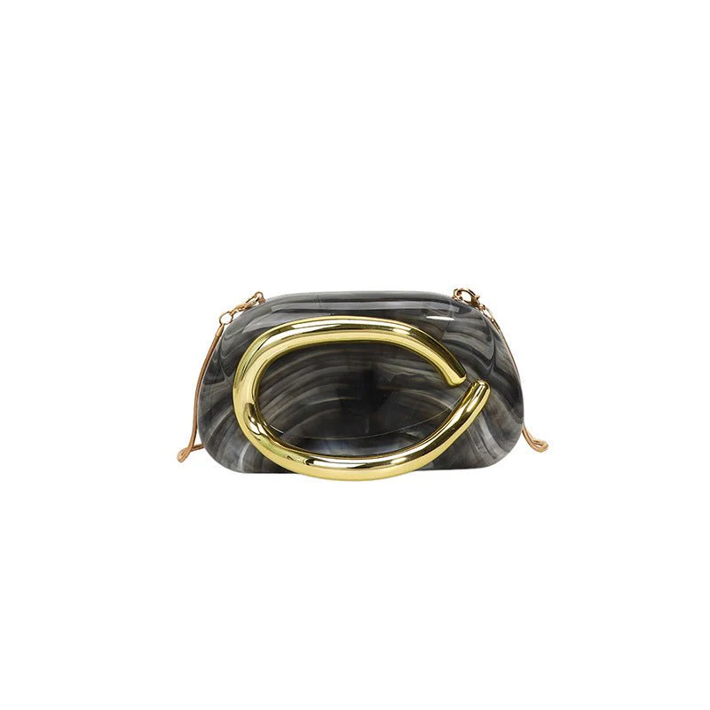 Acrylic Evening Clutch | Metallic Handle Party Bag with Chain Strap(MAC354) - Image 17