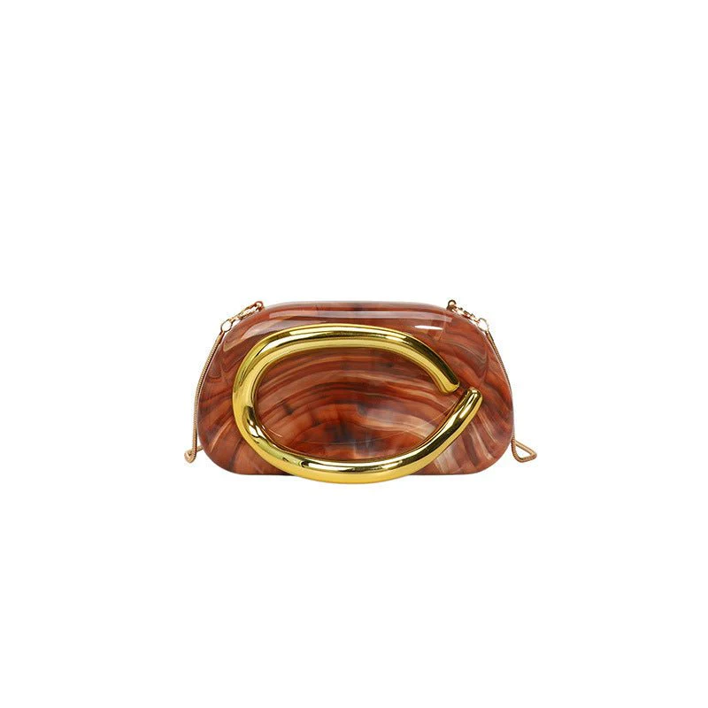 Acrylic Evening Clutch | Metallic Handle Party Bag with Chain Strap(MAC354) - Image 18