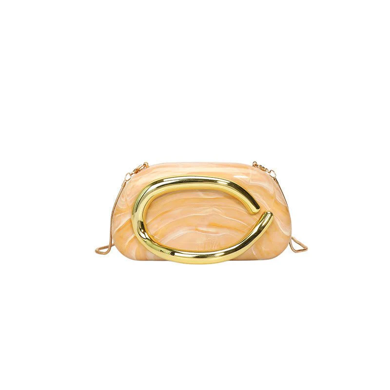 Acrylic Evening Clutch | Metallic Handle Party Bag with Chain Strap(MAC354) - Image 20