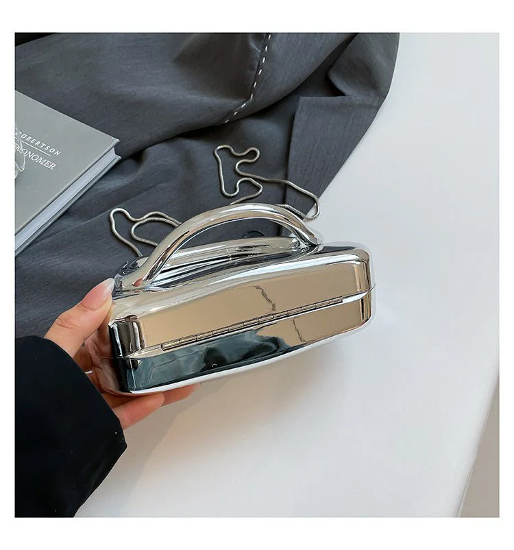 Acrylic Evening Clutch | Metallic Handle Party Bag with Chain Strap(MAC354) - Image 23