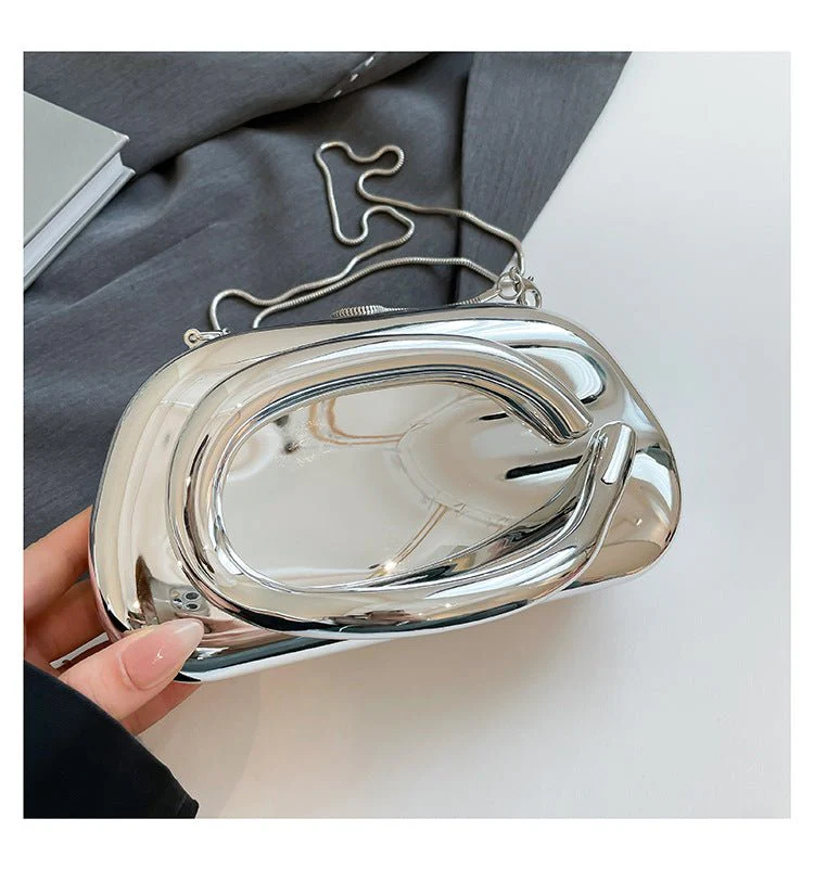 Acrylic Evening Clutch | Metallic Handle Party Bag with Chain Strap(MAC354) - Image 24