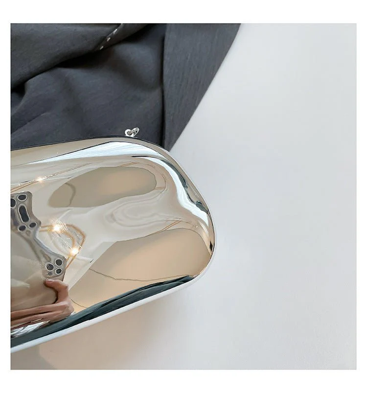 Acrylic Evening Clutch | Metallic Handle Party Bag with Chain Strap(MAC354) - Image 25