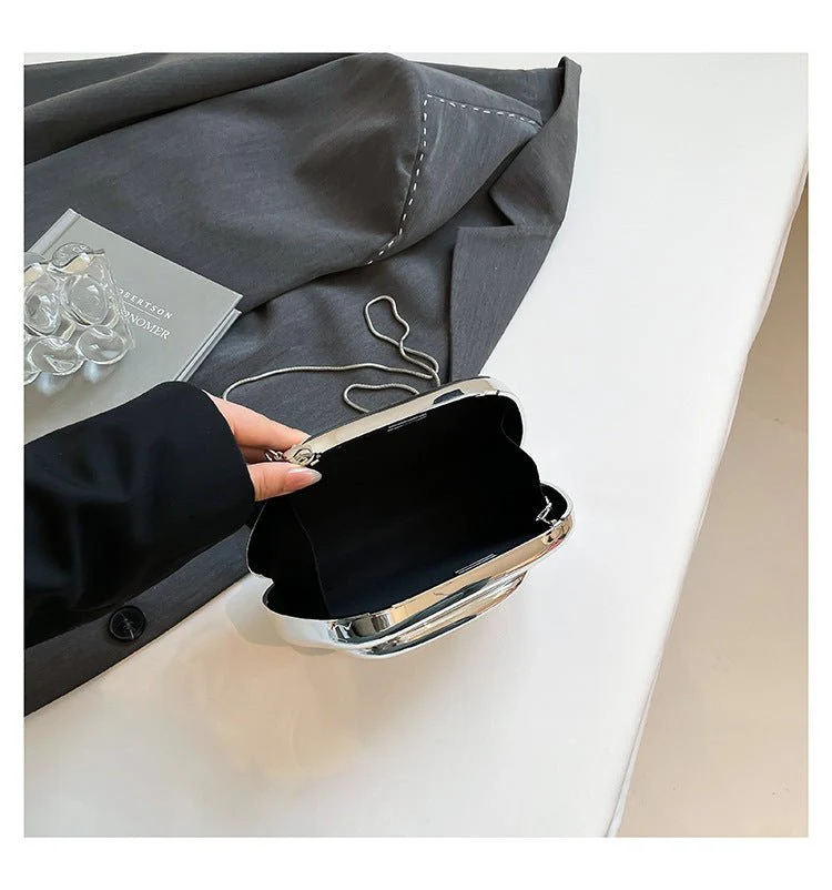 Acrylic Evening Clutch | Metallic Handle Party Bag with Chain Strap(MAC354) - Image 26